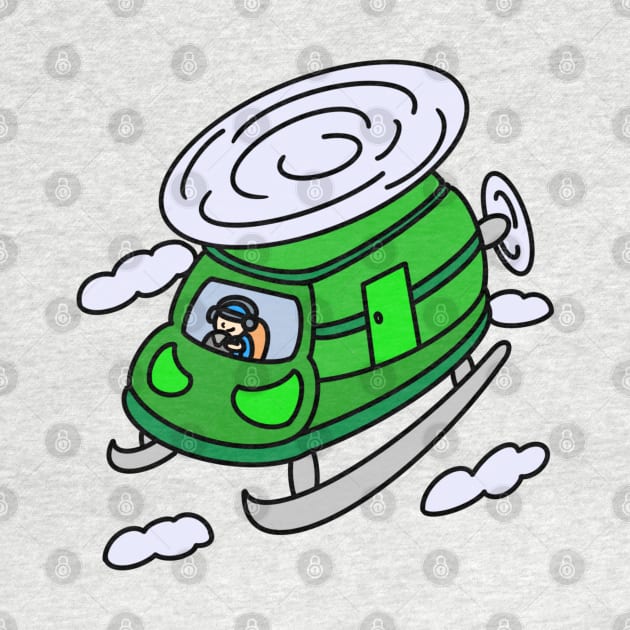 Pilot helicopter with cute cartoon boy by Andrew Hau